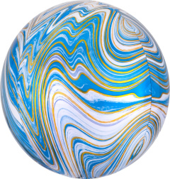 Сфера 3D, Мрамор, Золотая нить, Голубой, Агат (22"/56 см) Falali