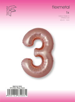 Цифра 3 Slim Розовое Золото Металлик в уп FM