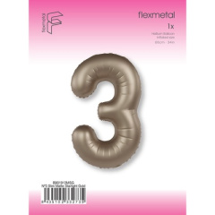 Цифра 3 Slim Starlight Gold Звездное Золото в уп (40''/102 см)FM