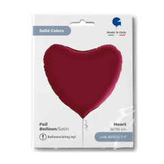 Сердце 36" GRABO Вишневый  Сатин  в уп.
